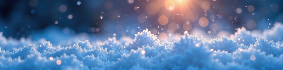 Fototapeta premium Shimmering ice crystals suspended in the air of a cold mist, frozen, sparkles, misty landscape