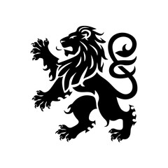 MobileRoyal heraldic lions. Black silhouette of rampant lion and griffins for logo or coat of arms. Premium wild animal crest symbols.	
