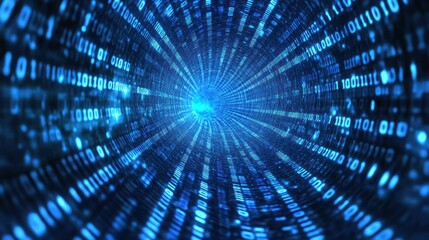 Fototapeta premium Digital data tunnel, binary code, futuristic background, technology concept
