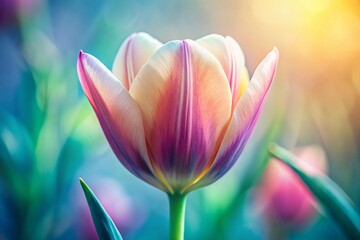 Fototapeta premium Minimalist Tulip Mosaic Virus: Variegated Colors in Floral Art