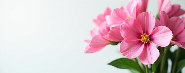 Fototapeta premium A bouquet of pink flowers adds a pop of color to a white arrangement, flowers, spring, petals