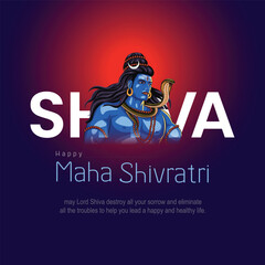 happy maha Shivratri, a Hindu festival celebrated of lord shiva night, english calligraphy. abstract vector illustration design