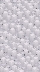 Obraz premium A 3D grid with glowing cubes representing AI data clusters, floating in a gradient space of white and silver.