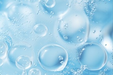 Blue Soap Bubble Closeup: Floating Water Foam with Suds Texture on a Blue Bubble Background