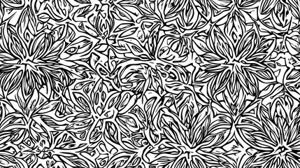 Floral Seamless Pattern Featuring Elegant Black And White Flower Designs, Capturing Nature's Beauty In A Timeless Decorative Style