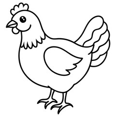 Cute Black Vector Chicken Line Art Black Vector Silhouette Cartoon  Illustration