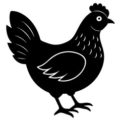 Cute Black Vector Chicken Line Art Black Vector Silhouette Cartoon  Illustration