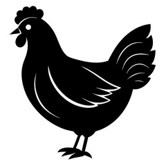 Cute Black Vector Chicken Line Art Black Vector Silhouette Cartoon Illustration