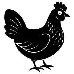Cute Black Vector Chicken Line Art Black Vector Silhouette Cartoon Illustration