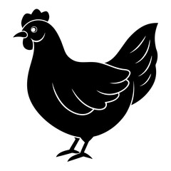 Cute Black Vector Chicken Line Art Black Vector Silhouette Cartoon Illustration