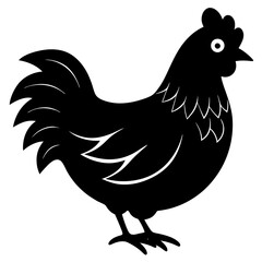 Cute Black Vector Chicken Line Art Black Vector Silhouette Cartoon Illustration