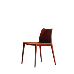 Fototapeta premium Plastic indoor chair matte blood red color in minimalistic style on transparent background