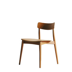 Plastic indoor chair matte brass color in minimalistic style on transparent background