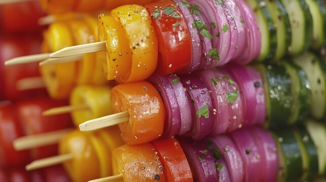 Close-up of Colorful Rainbow Vegetable Skewers Ultr - Gigapixel High Fidelity V2-6x