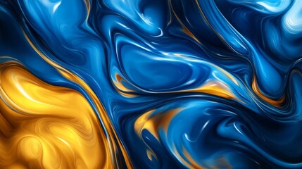 Obraz premium Stunning Abstract Blue and Gold Liquid Art