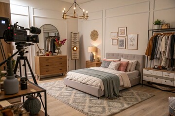 Modern Bedroom Interior Design: Stylish & Beautiful Home Decor Stock Photo