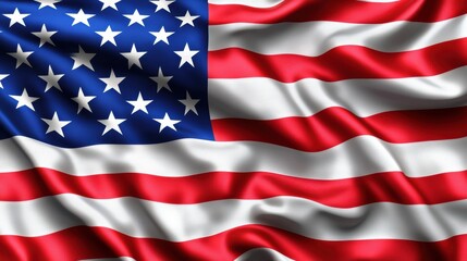 Obraz premium Closeup of American flag gently waving in the breeze