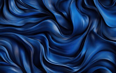 Obraz premium A mesmerizing blue fabric elegantly drapes, displaying smooth, flowing textures and deep hues.