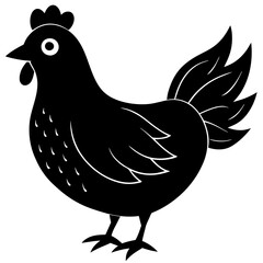 Cute Black Vector Chicken Line Art Black Vector Silhouette Cartoon  Illustration