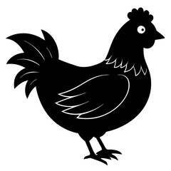 Cute Black Vector Chicken Line Art Black Vector Silhouette Cartoon  Illustration