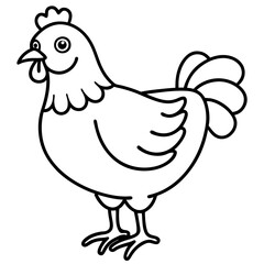 Cute Black Vector Chicken Line Art Black Vector Silhouette Cartoon  Illustration