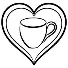 Elegant Heart-Shaped Coffee Mug Outline