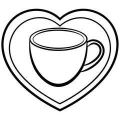 Elegant Heart-Shaped Coffee Mug Outline