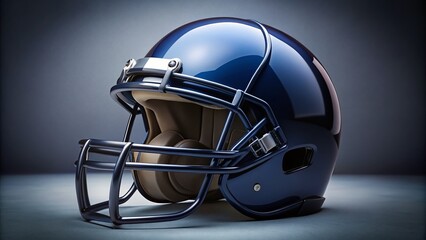 Fototapeta premium Modern Dark Blue Football Helmet; Realistic American Football Headgear