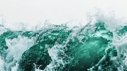 Obraz premium Ocean waves crashing, sea foam, white background, nature photography, website banner
