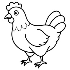 Cute Black Vector Chicken Line Art Black Vector Silhouette Cartoon  Illustration