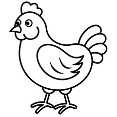 Cute Black Vector Chicken Line Art Black Vector Silhouette Cartoon  Illustration