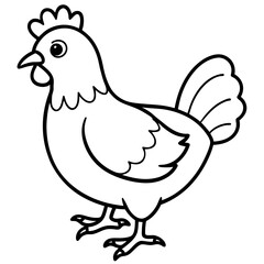 Cute Black Vector Chicken Line Art Black Vector Silhouette Cartoon  Illustration