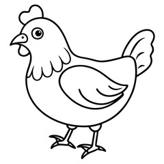 Cute Black Vector Chicken Line Art Black Vector Silhouette Cartoon  Illustration