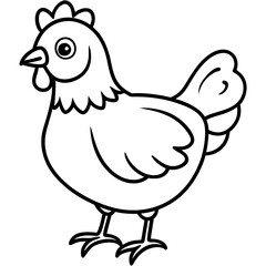 Cute Black Vector Chicken Line Art Black Vector Silhouette Cartoon  Illustration