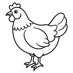 Cute Black Vector Chicken Line Art Black Vector Silhouette Cartoon  Illustration