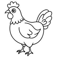 Cute Black Vector Chicken Line Art Black Vector Silhouette Cartoon  Illustration