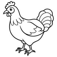 Cute Black Vector Chicken Line Art Black Vector Silhouette Cartoon  Illustration