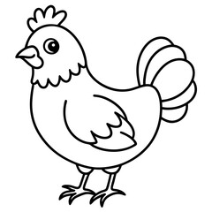 Cute Black Vector Chicken Line Art Black Vector Silhouette Cartoon  Illustration