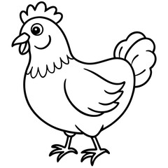 Cute Black Vector Chicken Line Art Black Vector Silhouette Cartoon  Illustration