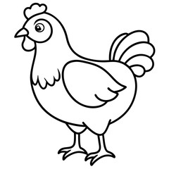 Cute Black Vector Chicken Line Art Black Vector Silhouette Cartoon  Illustration