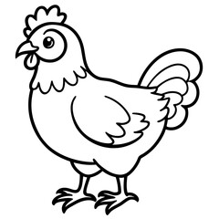 Cute Black Vector Chicken Line Art Black Vector Silhouette Cartoon  Illustration