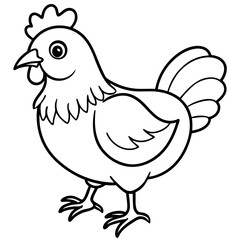 Cute Black Vector Chicken Line Art Black Vector Silhouette Cartoon  Illustration
