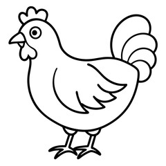 Cute Black Vector Chicken Line Art Black Vector Silhouette Cartoon  Illustration