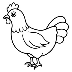 Cute Black Vector Chicken Line Art Black Vector Silhouette Cartoon  Illustration