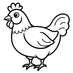 Cute Black Vector Chicken Line Art Black Vector Silhouette Cartoon  Illustration
