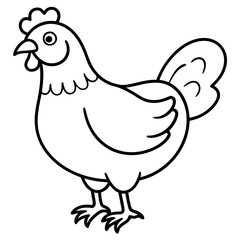 Cute Black Vector Chicken Line Art Black Vector Silhouette Cartoon  Illustration