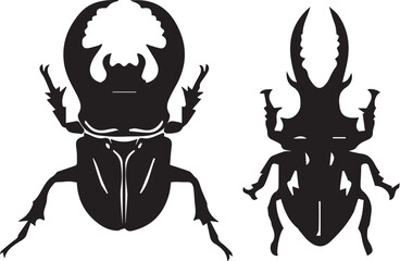 A set of insects silhouettes for flat design. Hand drawn vector illustration
