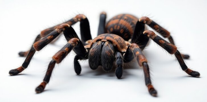 large abdomen with pedipalps and spinnerets visible, cephalothorax, tarantula, anatomy
