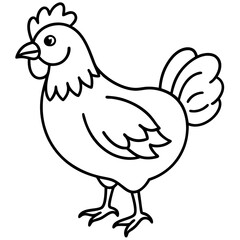 Cute Black Vector Chicken Line Art Black Vector Silhouette Cartoon  Illustration