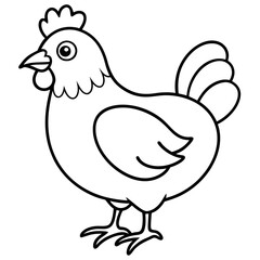 Cute Black Vector Chicken Line Art Black Vector Silhouette Cartoon  Illustration